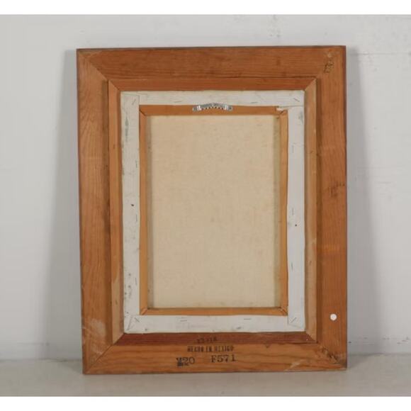 Oil Painting of Rural Pond and Distant Cottages, Mid-Late 20th Century - Picture 7 of 7